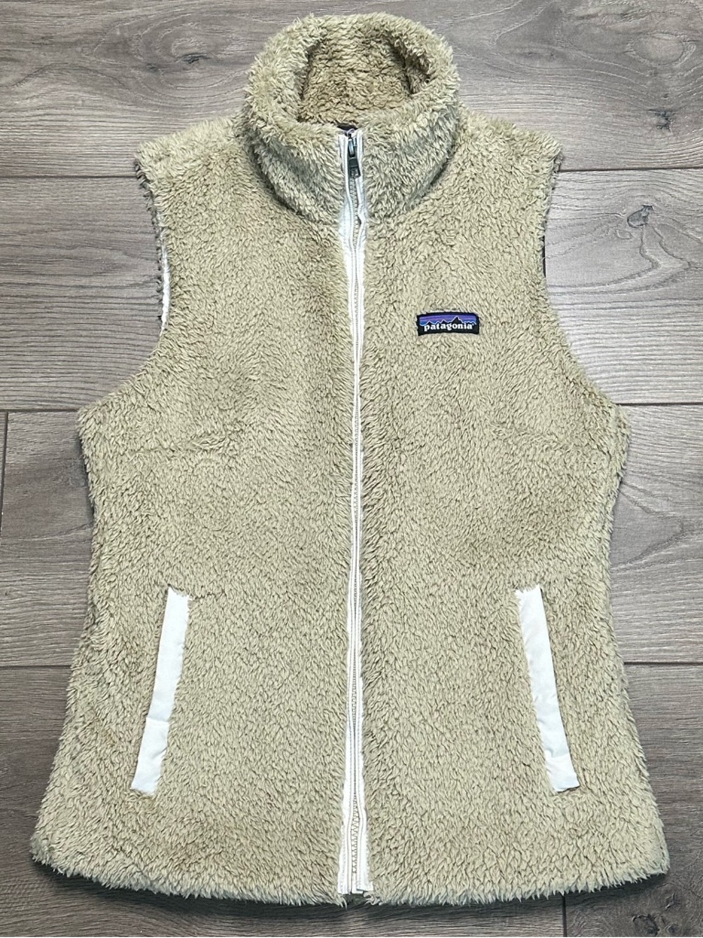 Patagonia Los‎ Gatos Fleece Vest Full Zip Sleeveless Jacket Khaki Tan Size XS